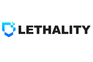 Lethality logo with a blue pixelated shield icon to the left of the bold black word 'LETHALITY'.