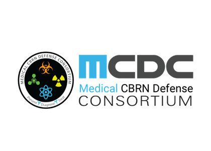 Medical Consortium logo: the text 'MCDC Medical Consortium' with a blue 'MCDC' and a circular seal on the left containing biohazard and scientific symbols.