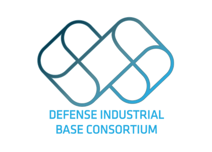 Defense Industrial Base Consortium logo with interlinked teal shapes and blue outlined text.